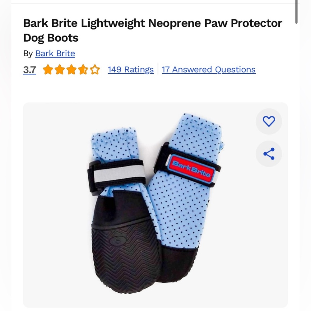NWOT Bark Brite Lightweight Neoprene Paw Protector Dog Boots Size S